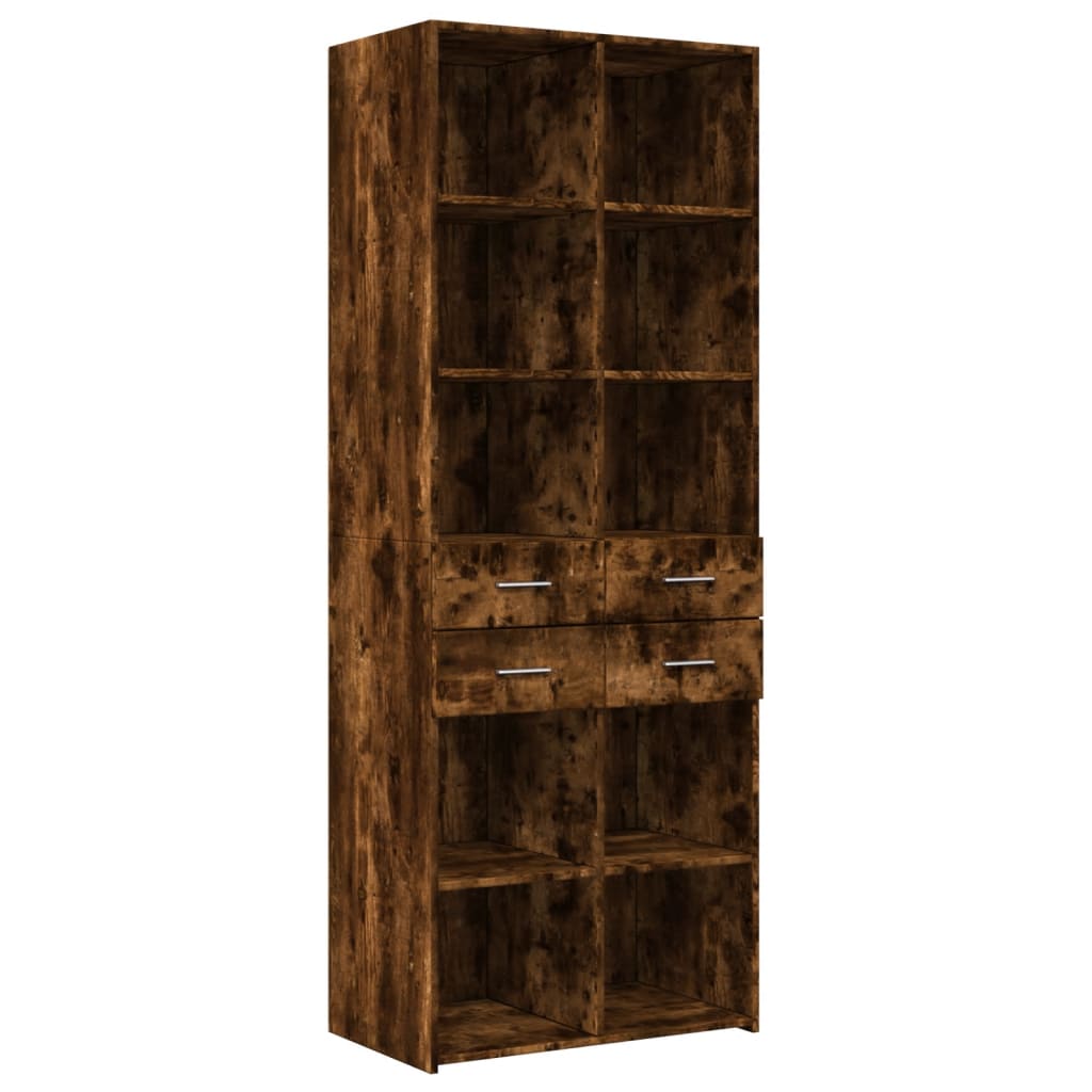 Skříň Highboard Kouřový Dub 70 X 42,5 X 185 Cm Kompozitní Dřevo