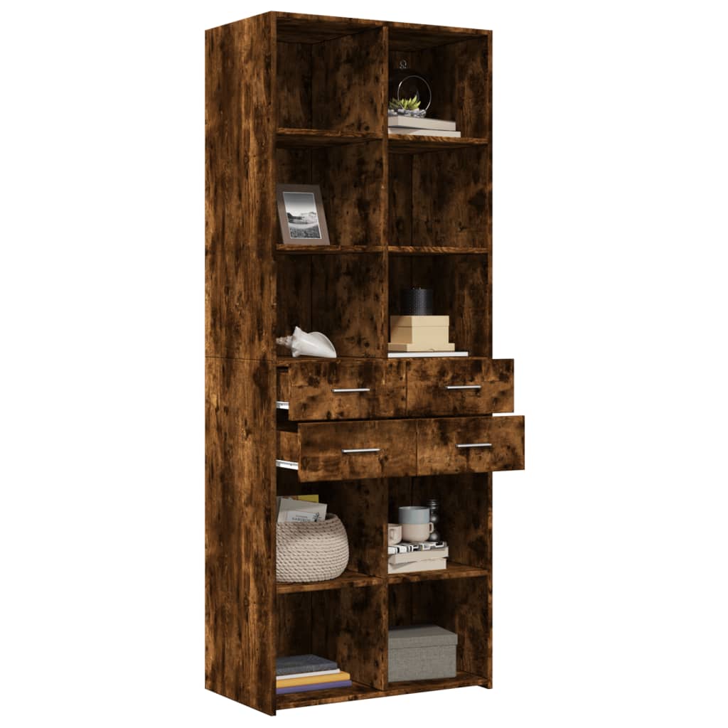 Skříň Highboard Kouřový Dub 70 X 42,5 X 185 Cm Kompozitní Dřevo