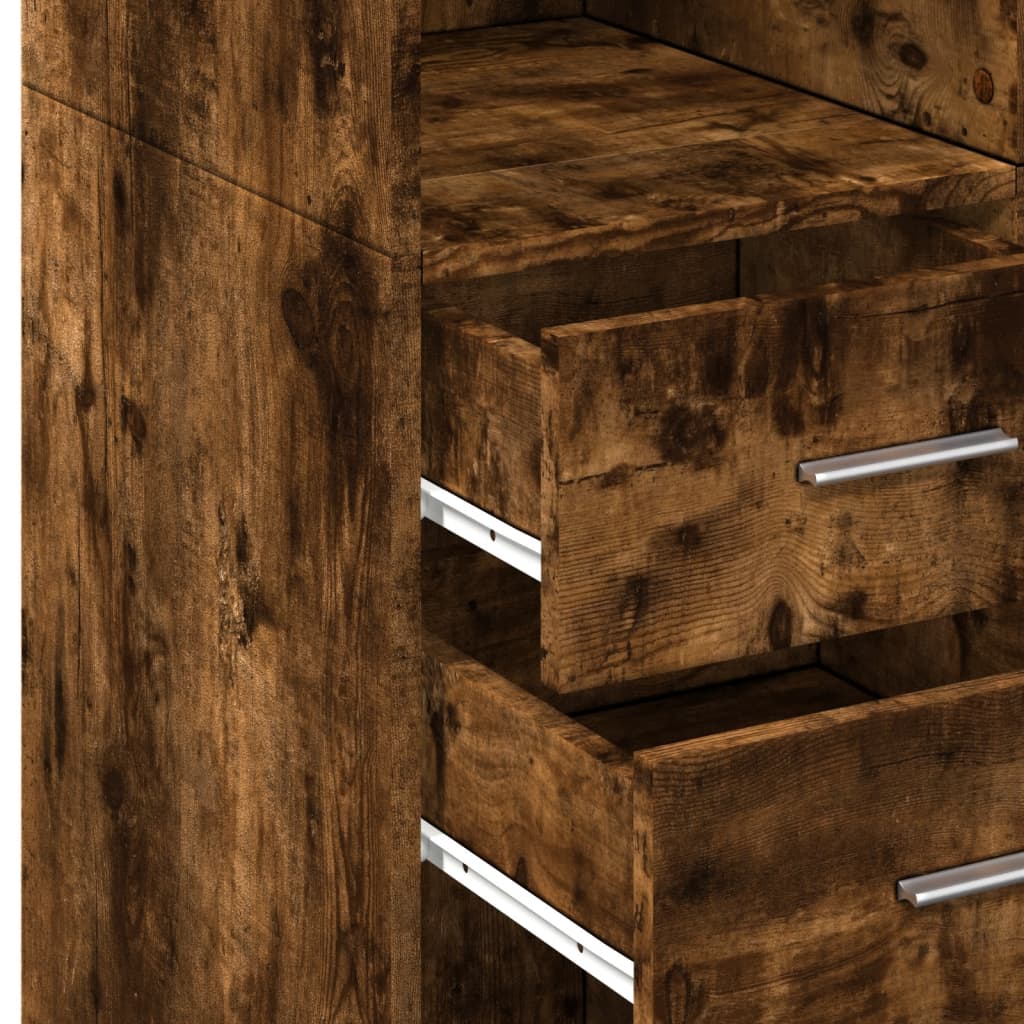 Skříň Highboard Kouřový Dub 70 X 42,5 X 185 Cm Kompozitní Dřevo