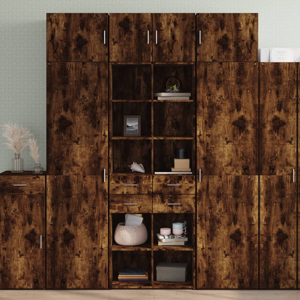 Skříň Highboard Kouřový Dub 70 X 42,5 X 185 Cm Kompozitní Dřevo