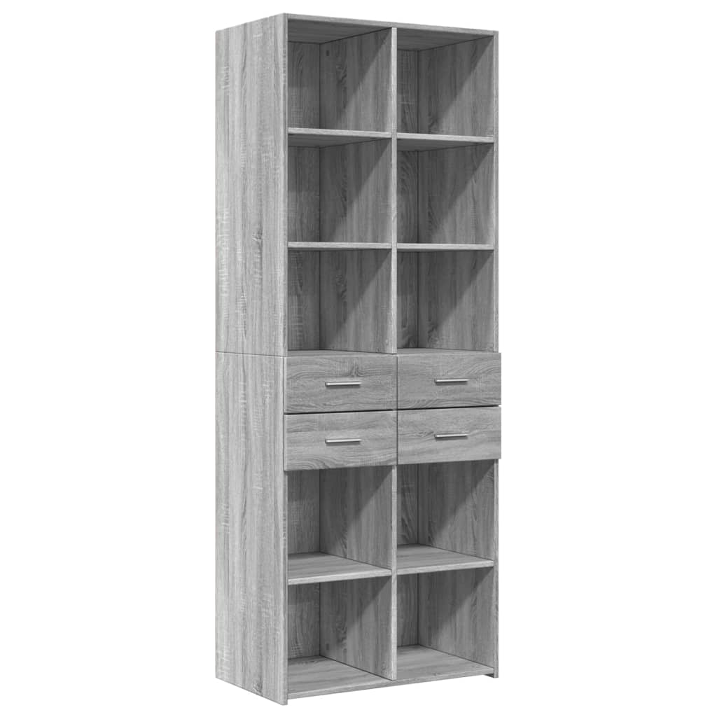 Skříň Highboard Šedá Sonoma 70 X 42,5 X 185 Cm Kompozitní Dřevo