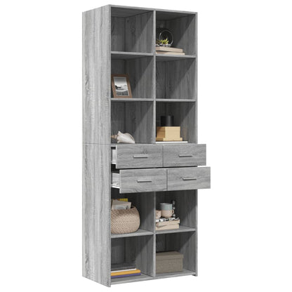 Skříň Highboard Šedá Sonoma 70 X 42,5 X 185 Cm Kompozitní Dřevo
