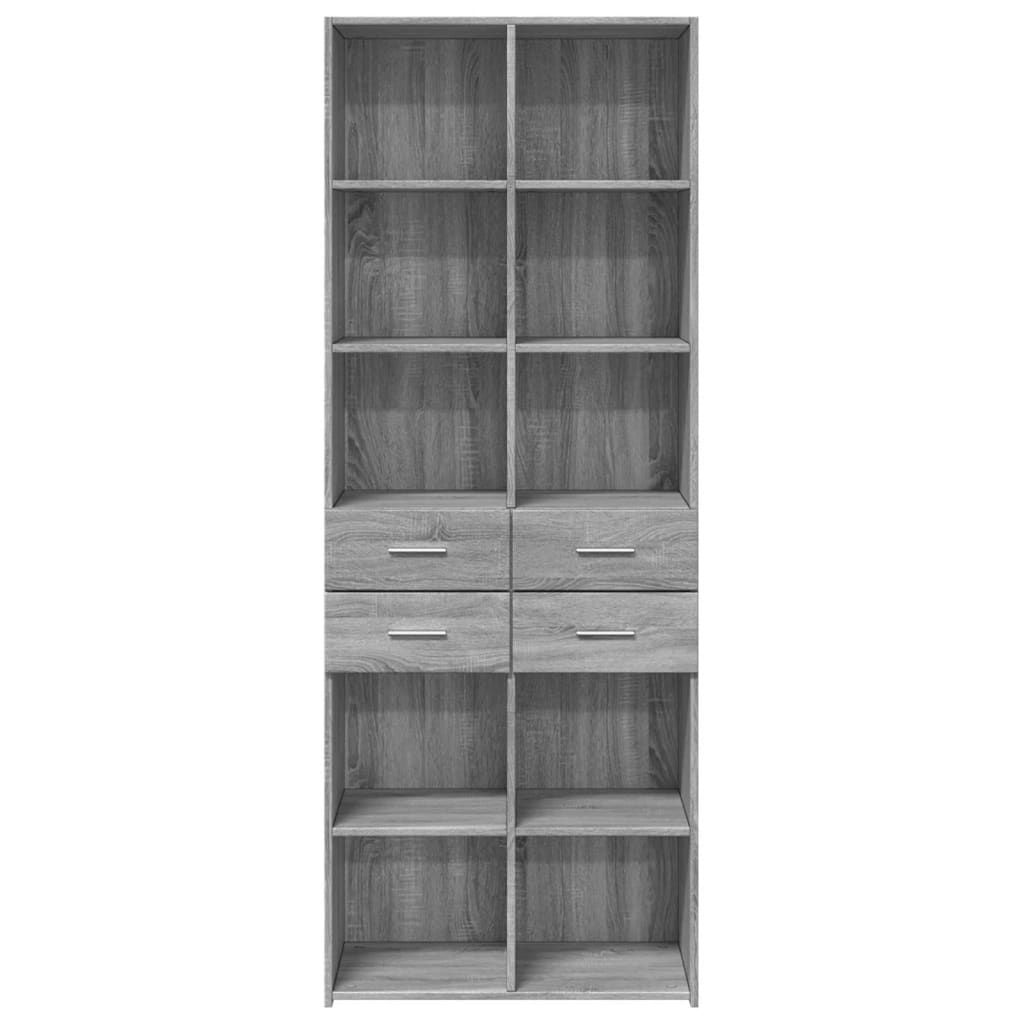 Skříň Highboard Šedá Sonoma 70 X 42,5 X 185 Cm Kompozitní Dřevo