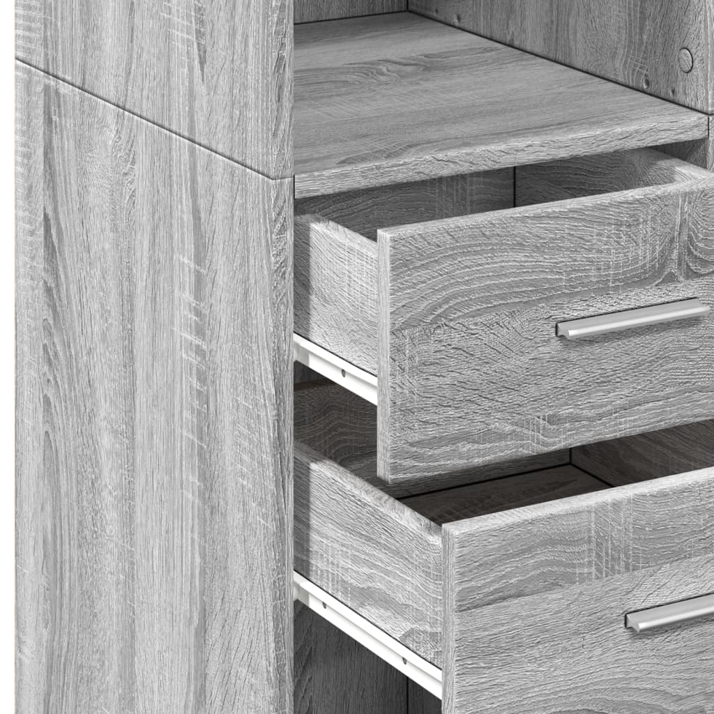 Skříň Highboard Šedá Sonoma 70 X 42,5 X 185 Cm Kompozitní Dřevo