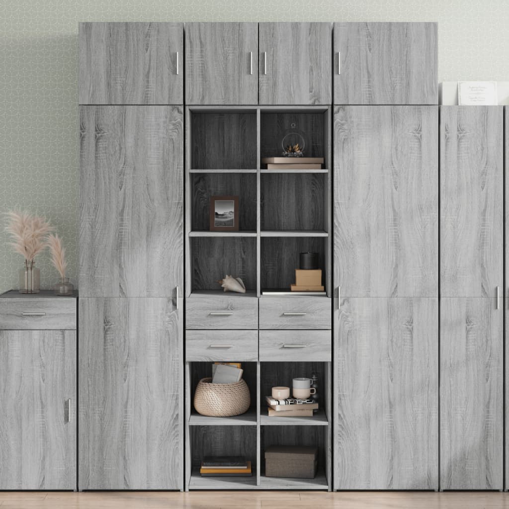Skříň Highboard Šedá Sonoma 70 X 42,5 X 185 Cm Kompozitní Dřevo