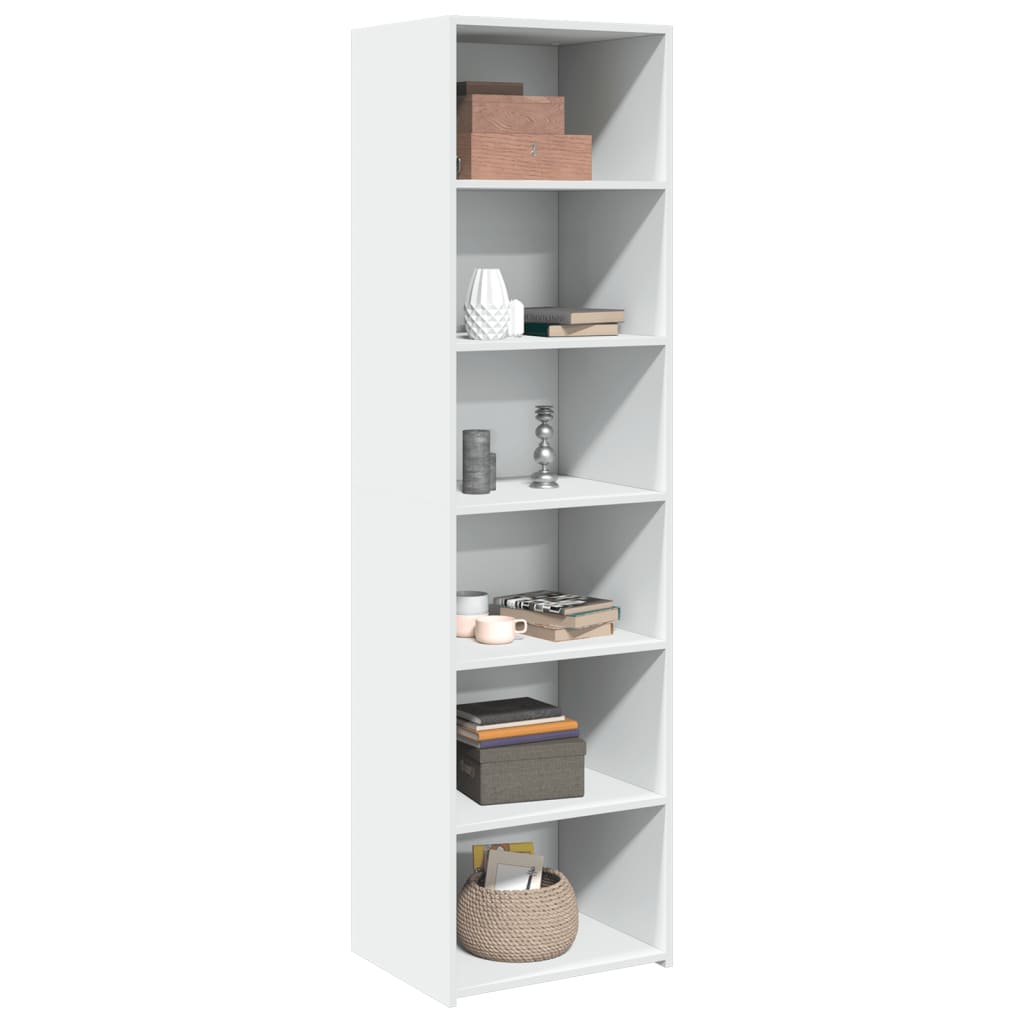Skříň Highboard Bílá 50 X 41 X 185 Cm Kompozitní Dřevo