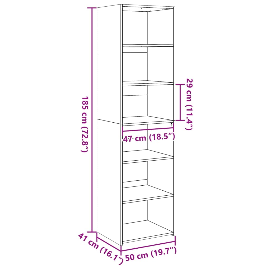 Skříň Highboard Bílá 50 X 41 X 185 Cm Kompozitní Dřevo