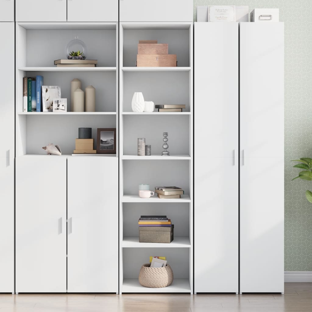 Skříň Highboard Bílá 50 X 41 X 185 Cm Kompozitní Dřevo