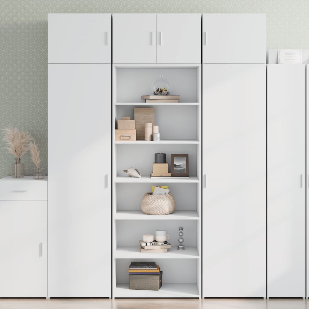 Skříň Highboard Bílá 70 X 41 X 185 Cm Kompozitní Dřevo