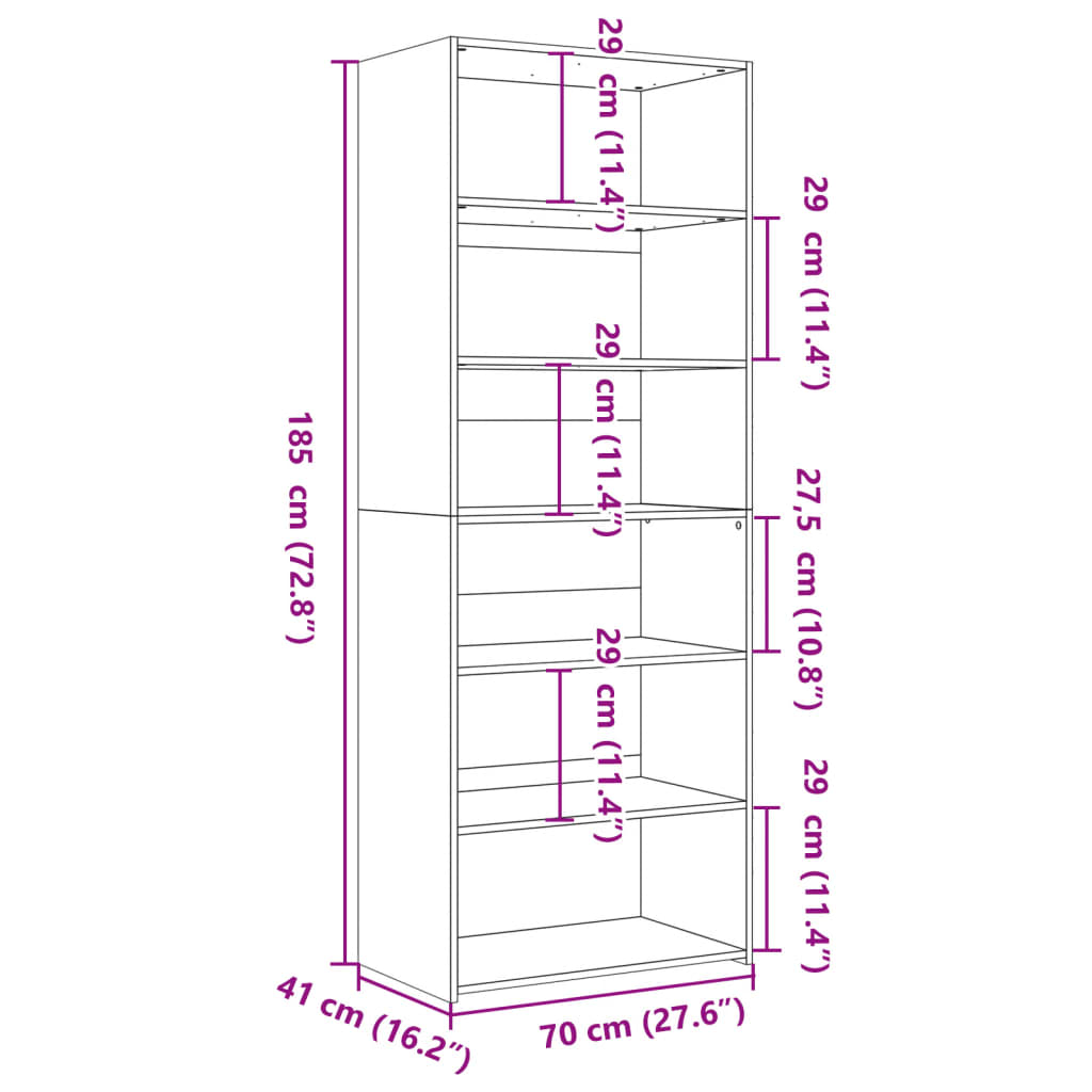 Skříň Highboard Dub Sonoma 70 X 41 X 185 Cm Kompozitní Dřevo