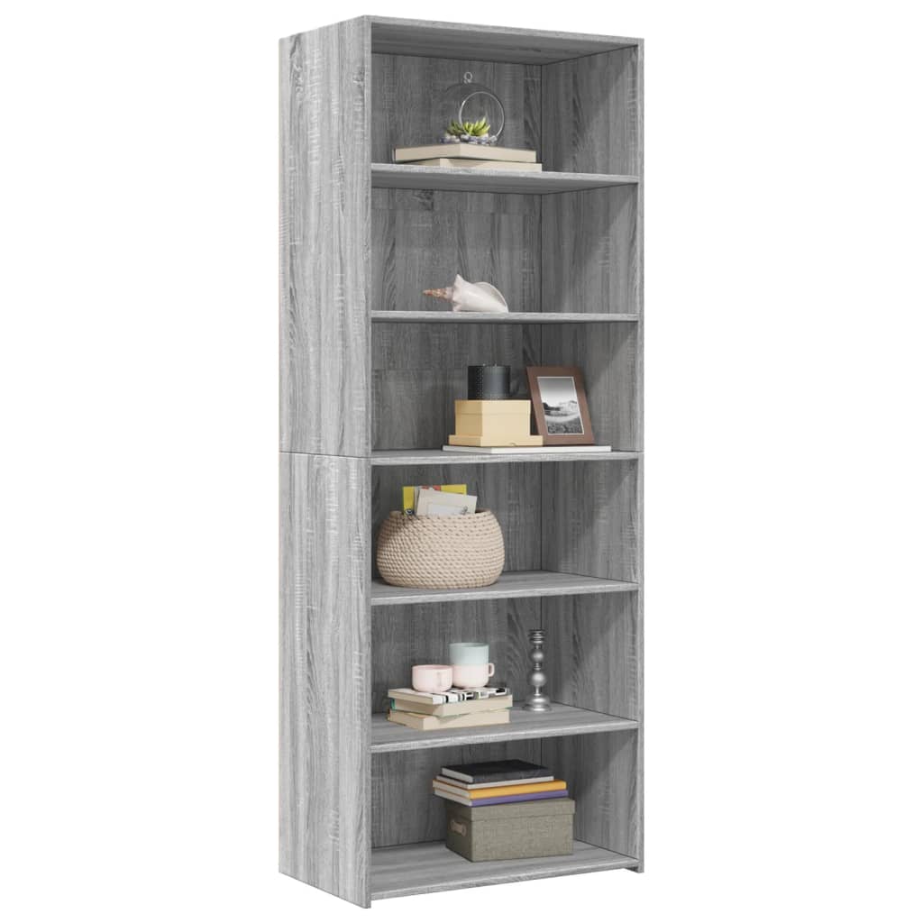 Skříň Highboard Šedá Sonoma 70 X 41 X 185 Cm Kompozitní Dřevo