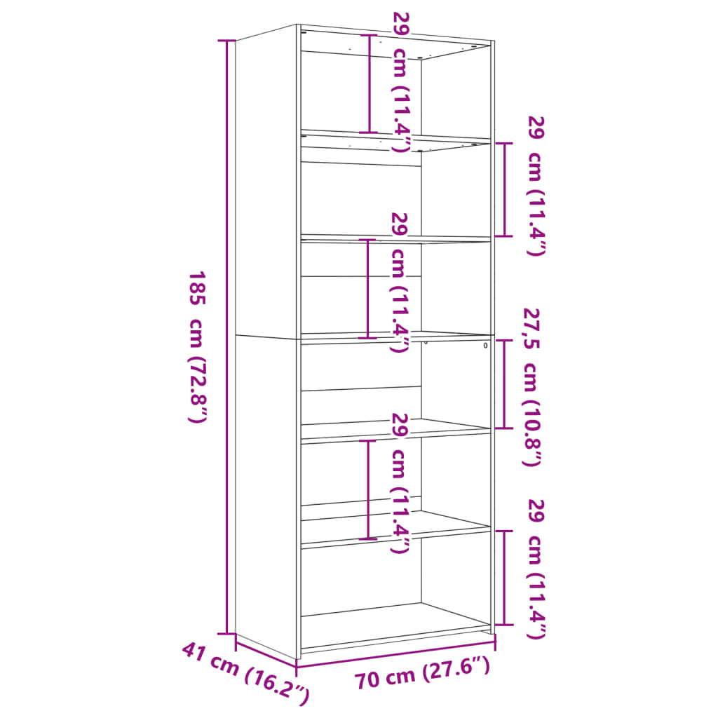 Skříň Highboard Šedá Sonoma 70 X 41 X 185 Cm Kompozitní Dřevo
