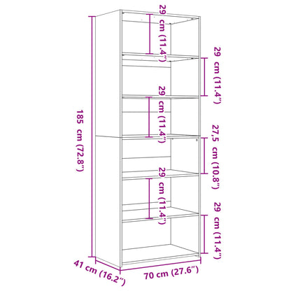 Skříň Highboard Šedá Sonoma 70 X 41 X 185 Cm Kompozitní Dřevo