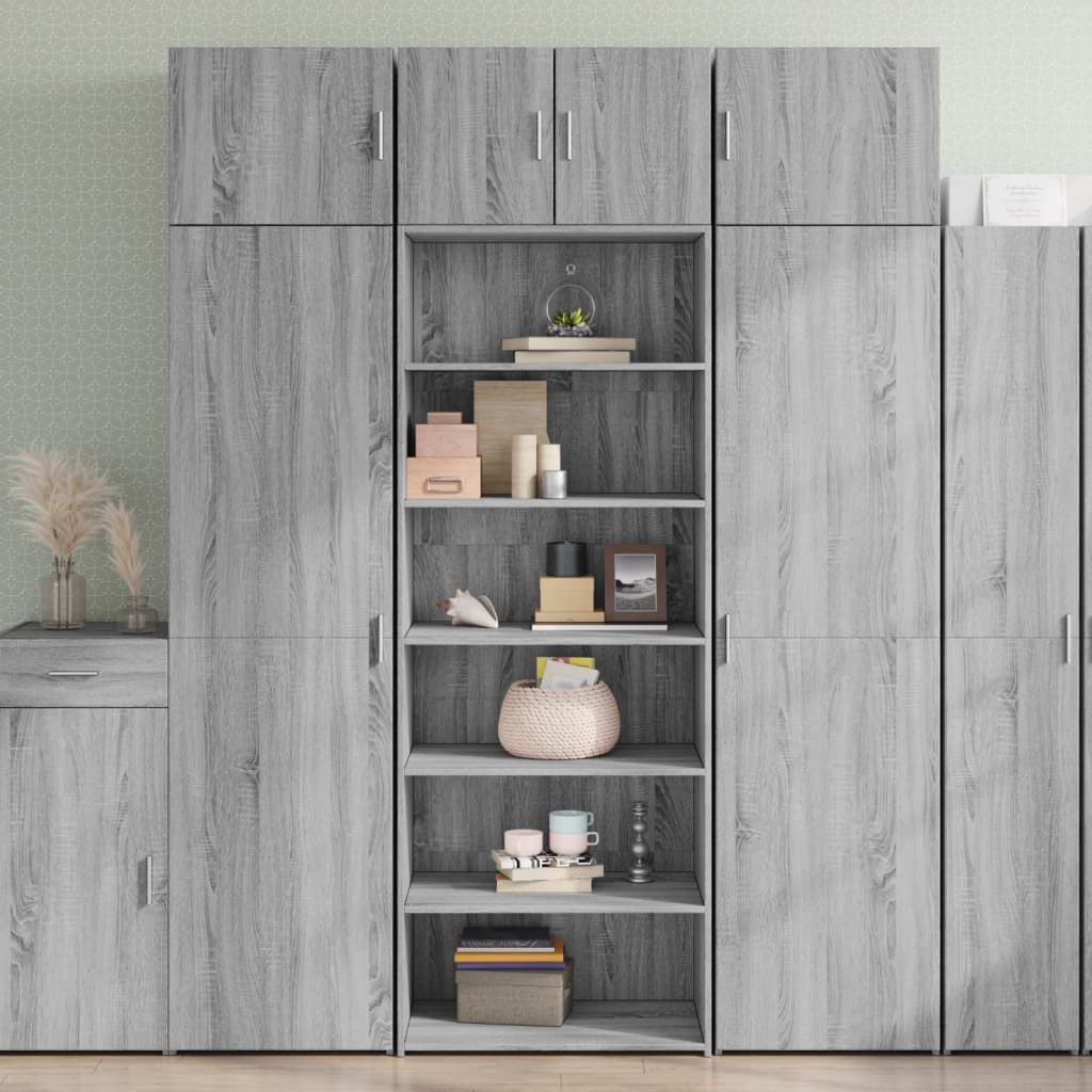 Skříň Highboard Šedá Sonoma 70 X 41 X 185 Cm Kompozitní Dřevo