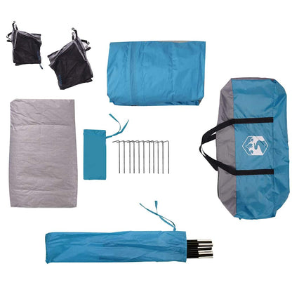 Kempingový Stan Kabinový Pro 4 Osoby Modrý Nepromokavý