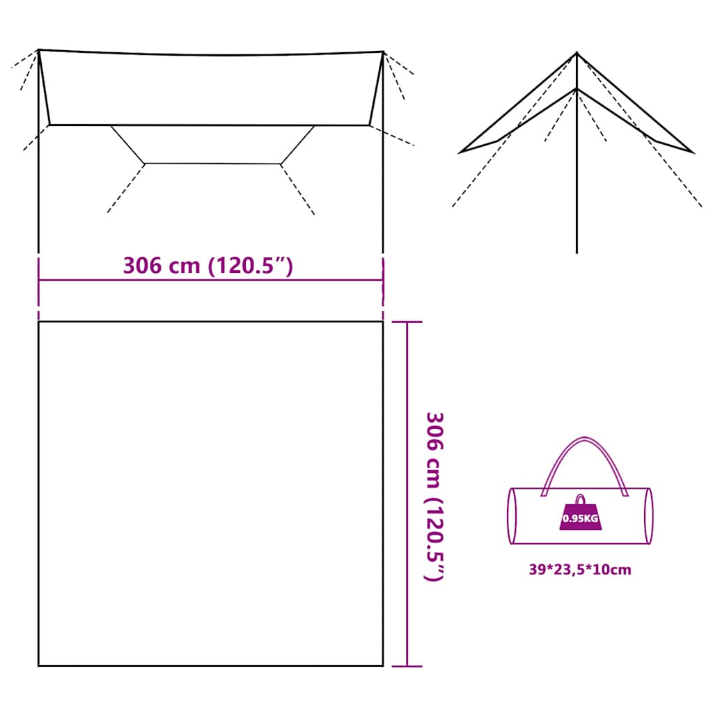 Kempingová Plachta Nepromokavá Olivově Zelená