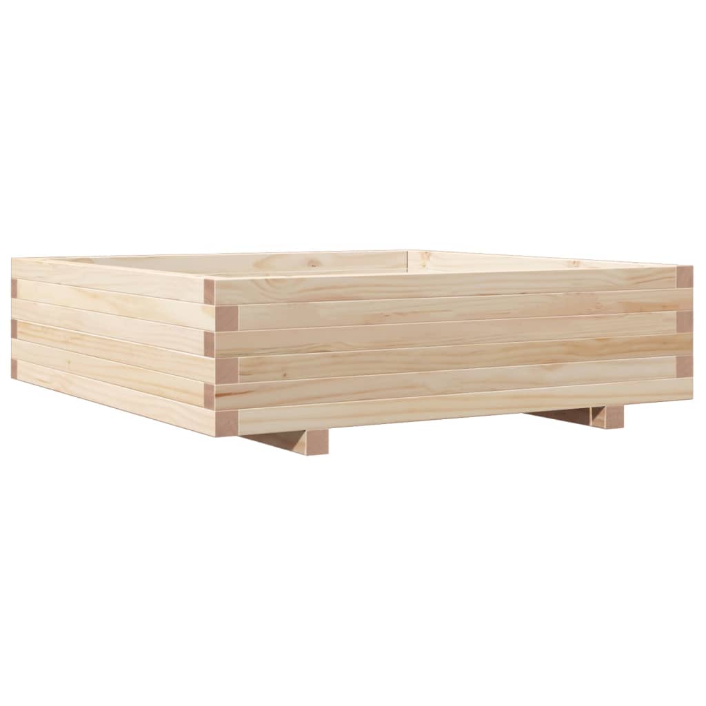 Zahradní Truhlík 90 X 90 X 26,5 Cm Masivní Borové Dřevo Voskově Hnědá
