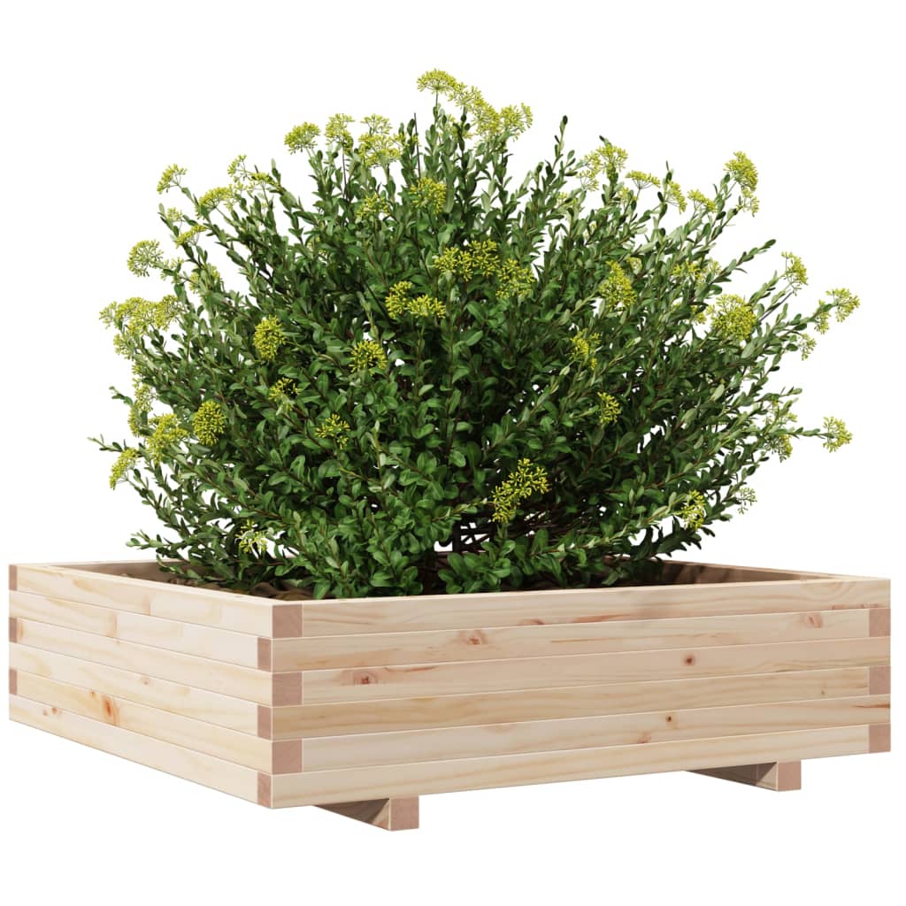 Zahradní Truhlík 90 X 90 X 26,5 Cm Masivní Borové Dřevo Voskově Hnědá