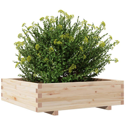 Zahradní Truhlík 90 X 90 X 26,5 Cm Masivní Borové Dřevo Voskově Hnědá