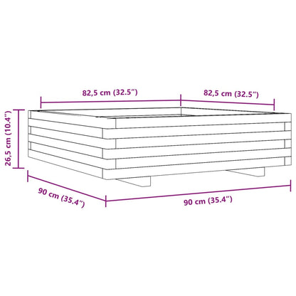 Zahradní Truhlík 90 X 90 X 26,5 Cm Masivní Borové Dřevo Voskově Hnědá