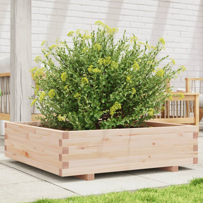 Zahradní Truhlík 90 X 90 X 26,5 Cm Masivní Borové Dřevo Voskově Hnědá