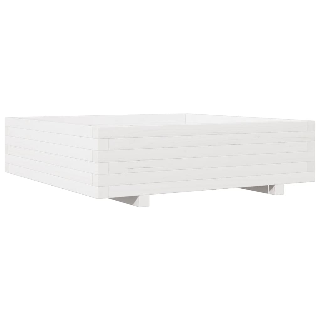 Zahradní Truhlík Bílý 90 X 90 X 26,5 Cm Masivní Borové Dřevo Bílá