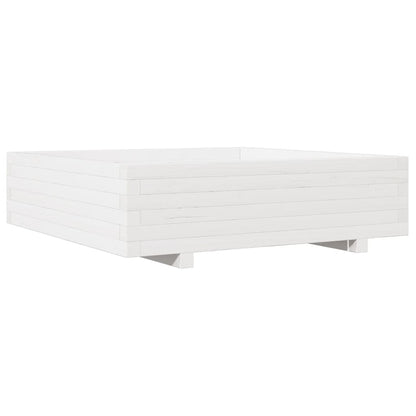Zahradní Truhlík Bílý 90 X 90 X 26,5 Cm Masivní Borové Dřevo Bílá