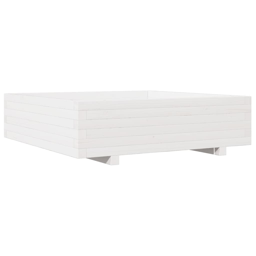 Zahradní Truhlík Bílý 90 X 90 X 26,5 Cm Masivní Borové Dřevo Bílá