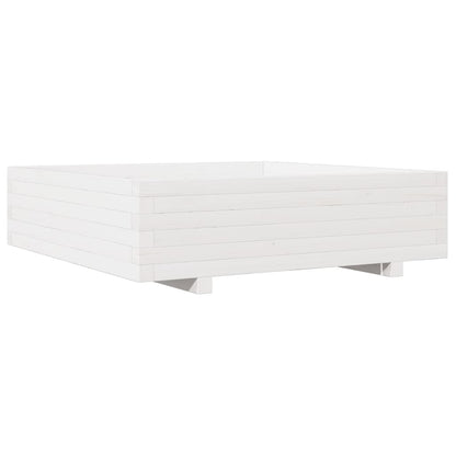 Zahradní Truhlík Bílý 90 X 90 X 26,5 Cm Masivní Borové Dřevo Bílá