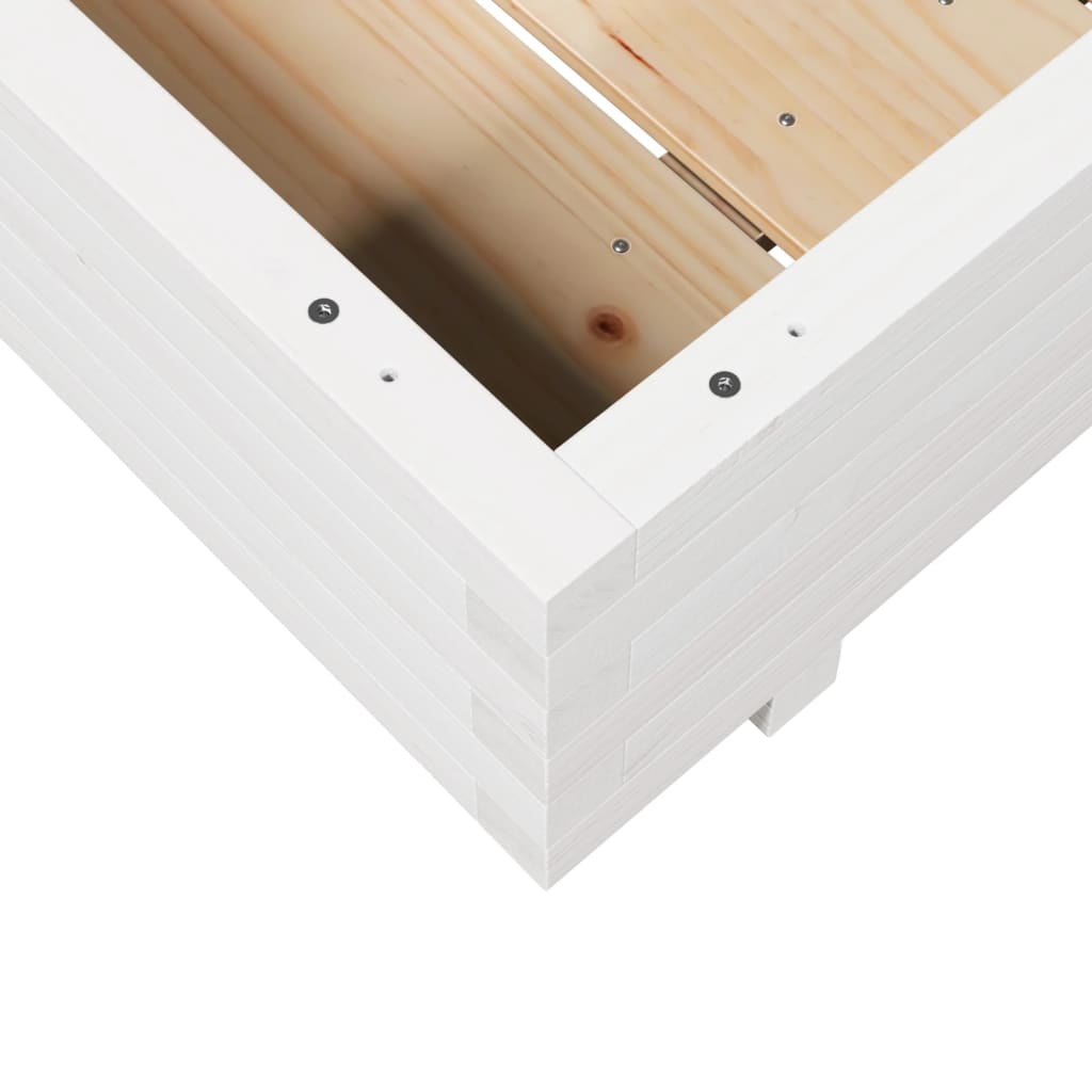 Zahradní Truhlík Bílý 90 X 90 X 26,5 Cm Masivní Borové Dřevo Bílá