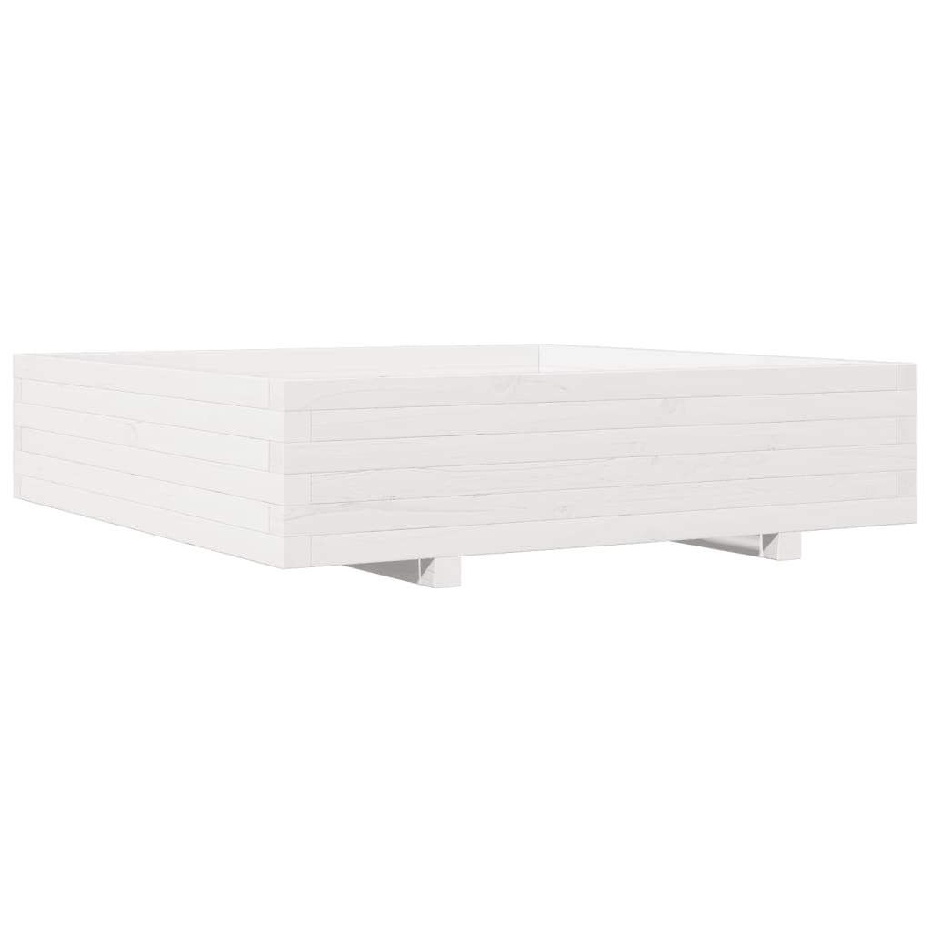 Zahradní Truhlík Bílý 100 X 100 X 26,5 Cm Masivní Borové Dřevo