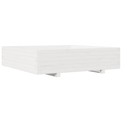 Zahradní Truhlík Bílý 100 X 100 X 26,5 Cm Masivní Borové Dřevo