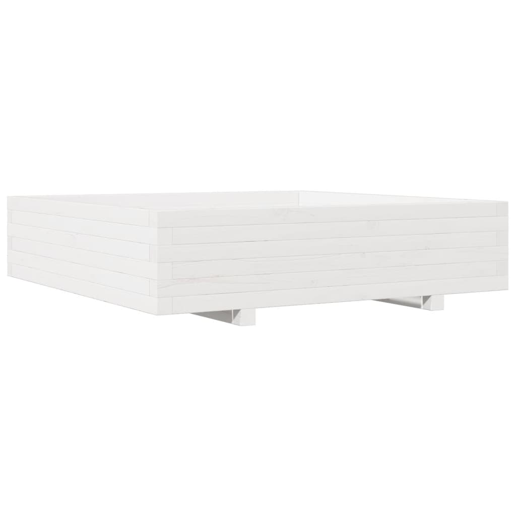 Zahradní Truhlík Bílý 100 X 100 X 26,5 Cm Masivní Borové Dřevo