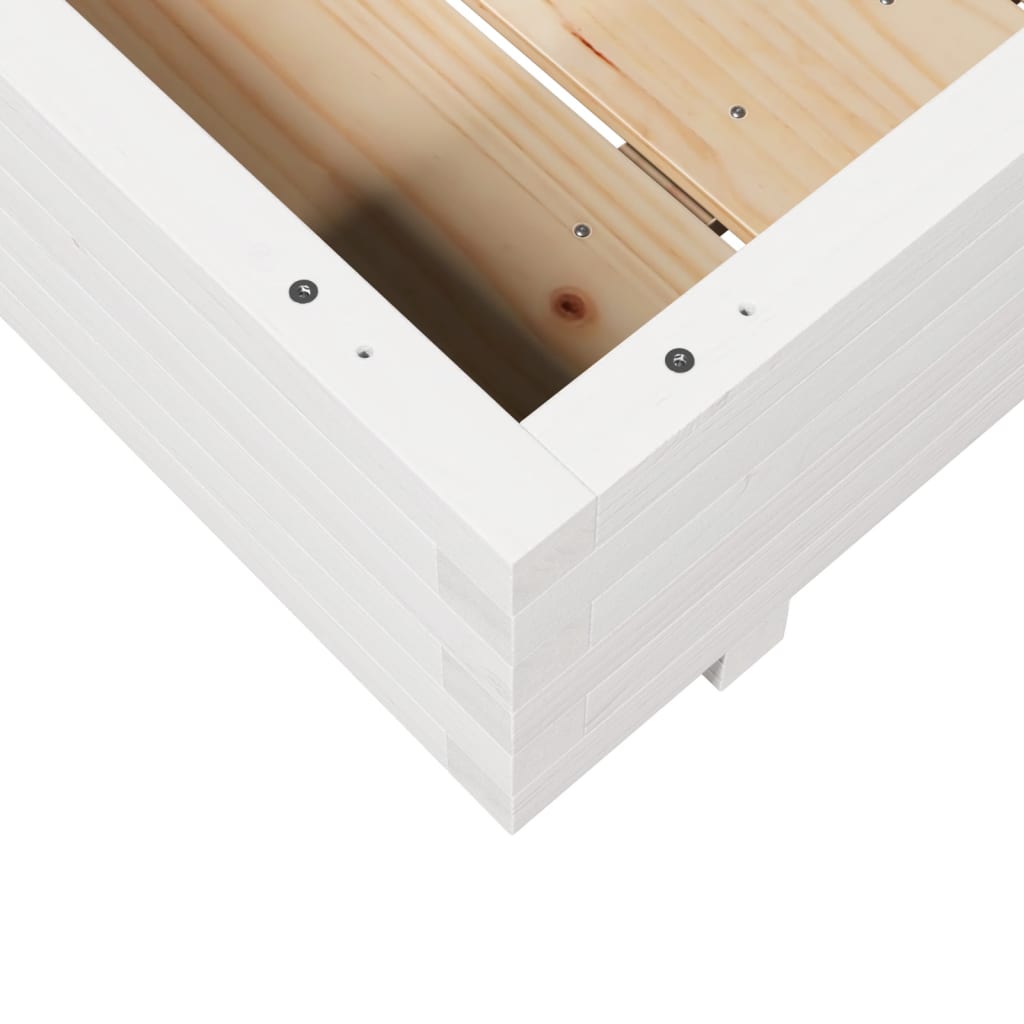 Zahradní Truhlík Bílý 100 X 100 X 26,5 Cm Masivní Borové Dřevo