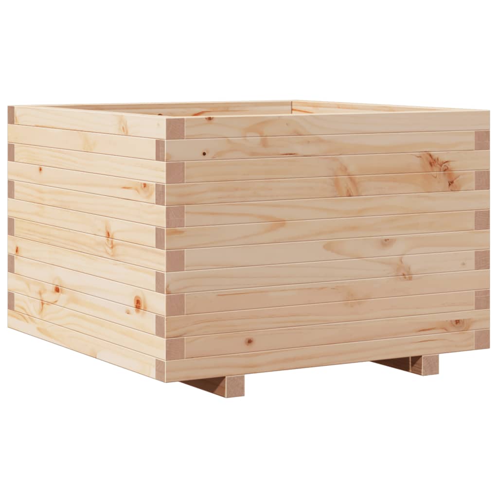 Zahradní Truhlík 70 X 70 X 49,5 Cm Masivní Borové Dřevo Bílá