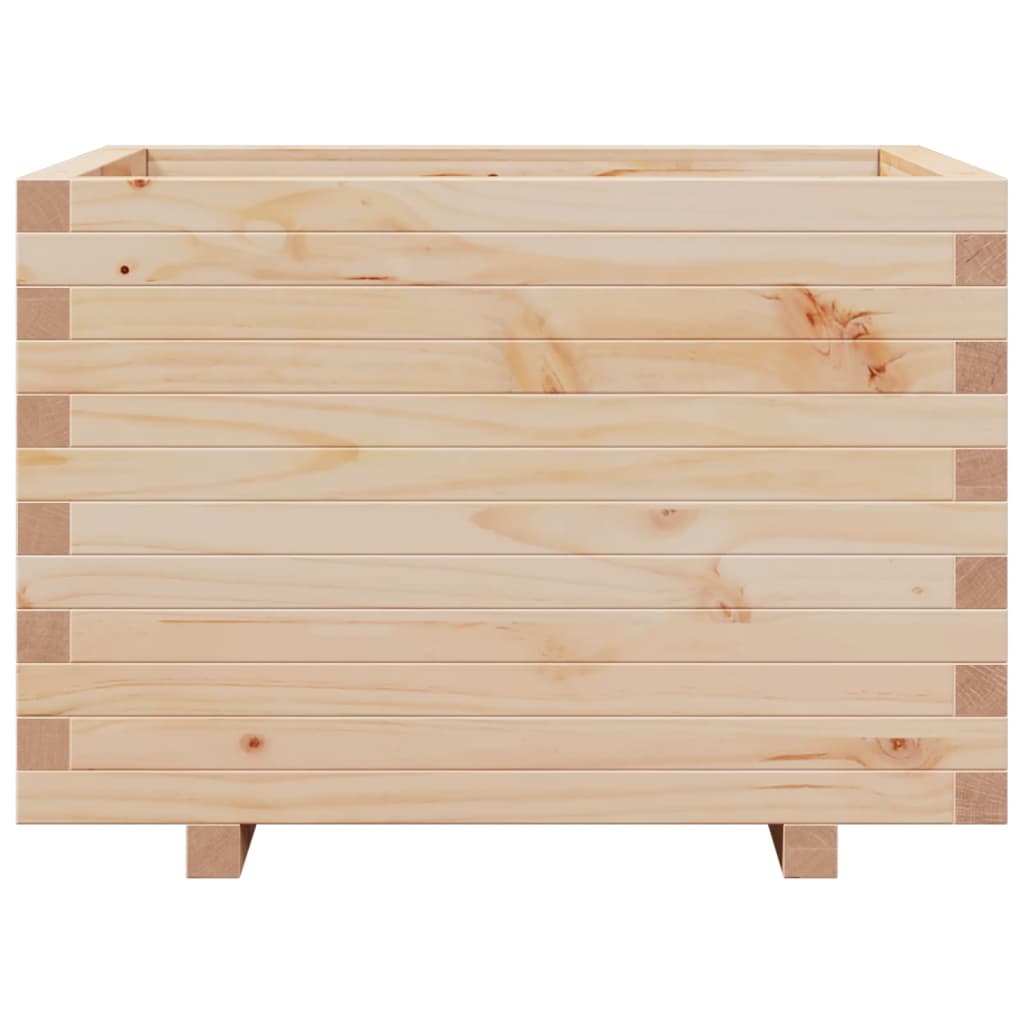 Zahradní Truhlík 70 X 70 X 49,5 Cm Masivní Borové Dřevo Bílá