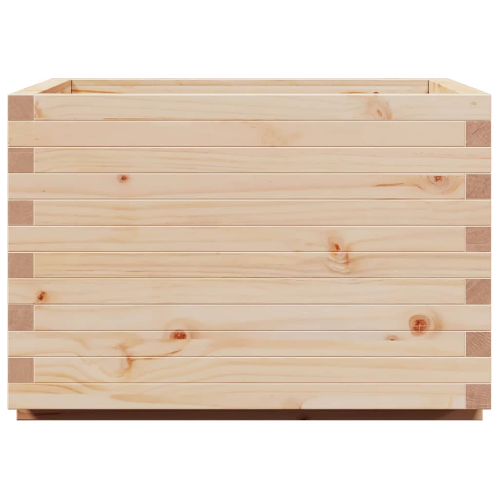Zahradní Truhlík 70 X 70 X 49,5 Cm Masivní Borové Dřevo Bílá