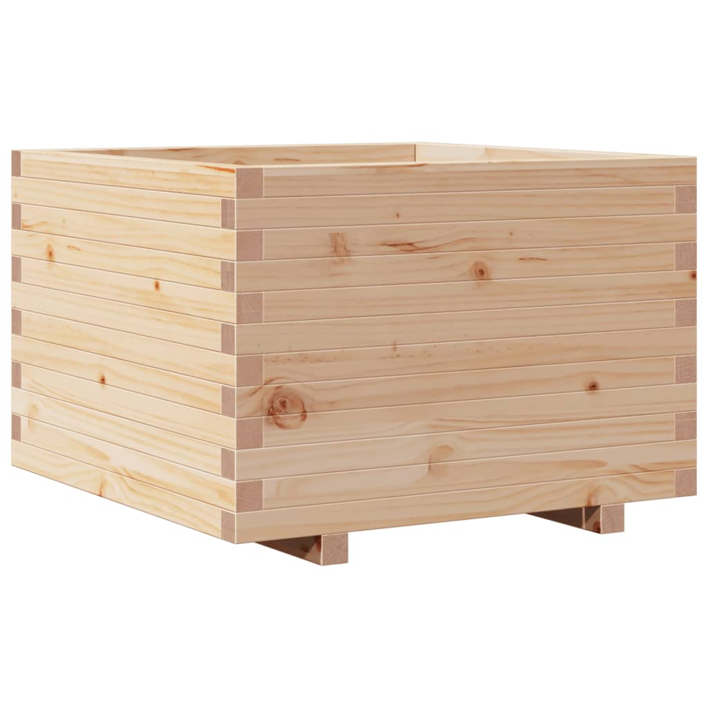 Zahradní Truhlík 70 X 70 X 49,5 Cm Masivní Borové Dřevo Bílá