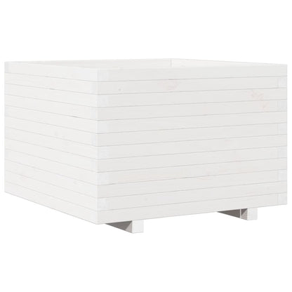 Zahradní Truhlík Bílý 70 X 70 X 49,5 Cm Masivní Borové Dřevo Voskově Hnědá