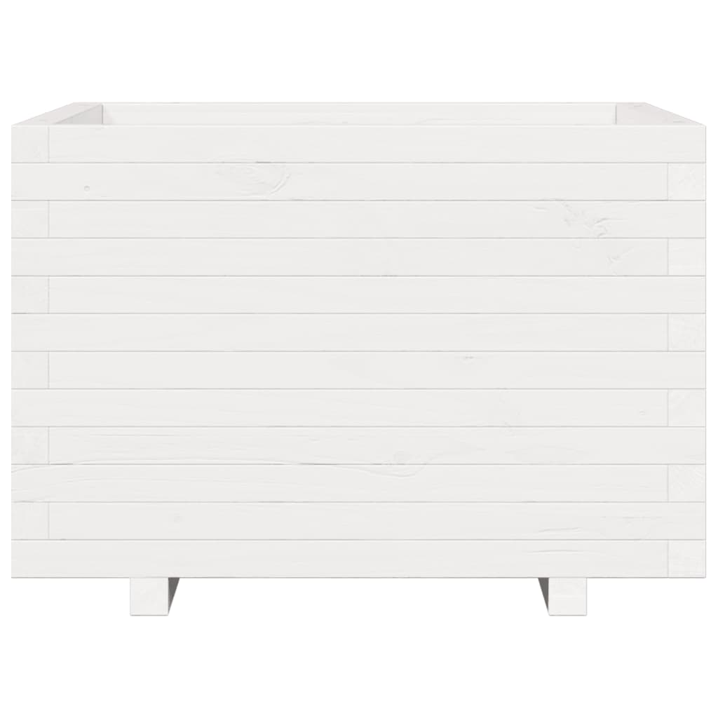 Zahradní Truhlík Bílý 70 X 70 X 49,5 Cm Masivní Borové Dřevo Voskově Hnědá