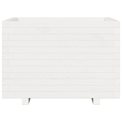 Zahradní Truhlík Bílý 70 X 70 X 49,5 Cm Masivní Borové Dřevo Voskově Hnědá