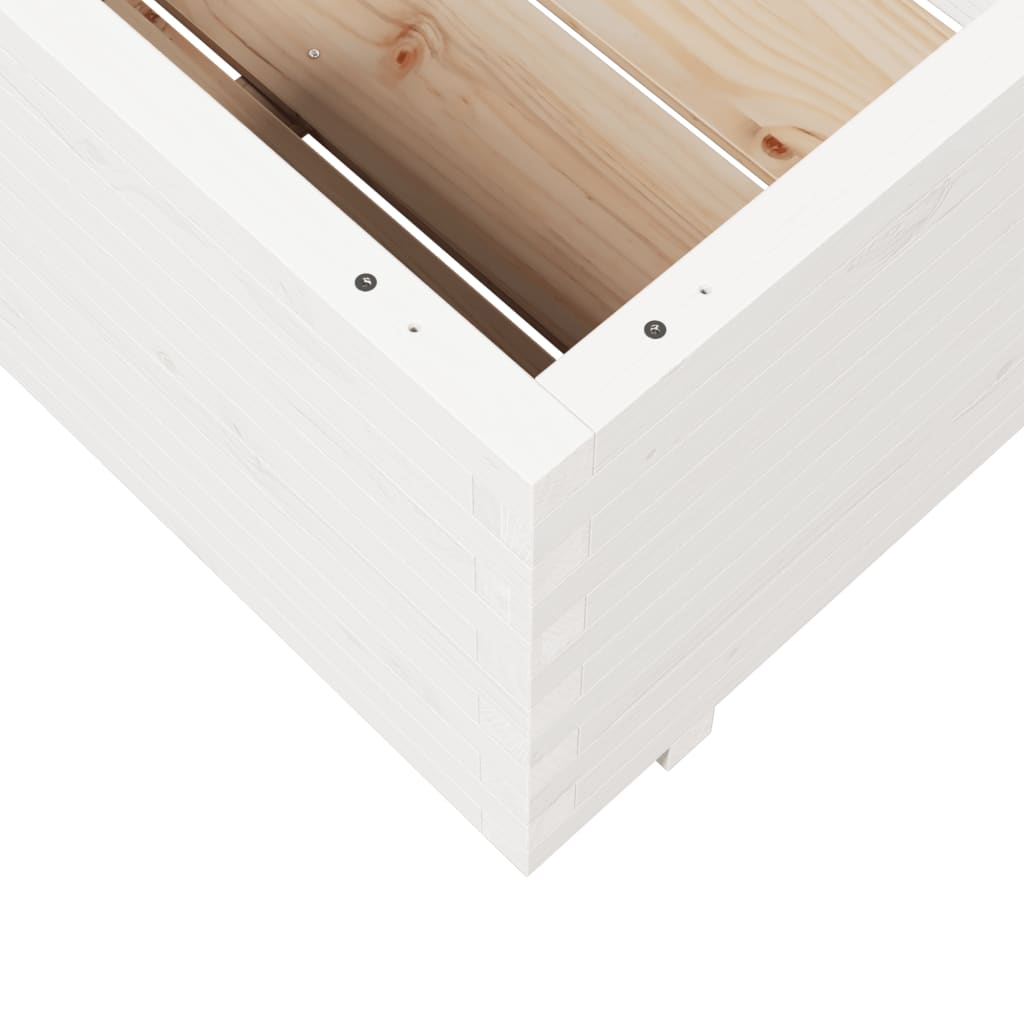 Zahradní Truhlík Bílý 70 X 70 X 49,5 Cm Masivní Borové Dřevo Voskově Hnědá