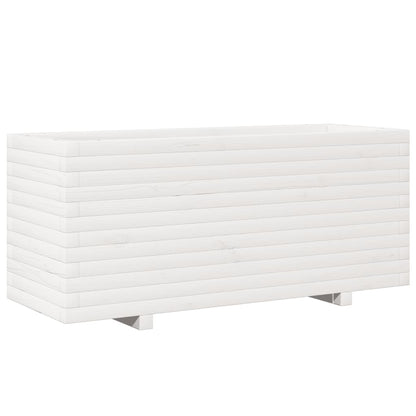 Zahradní Truhlík Bílý 110 X 40 X 49,5 Cm Masivní Borové Dřevo