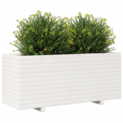 Zahradní Truhlík Bílý 110 X 40 X 49,5 Cm Masivní Borové Dřevo