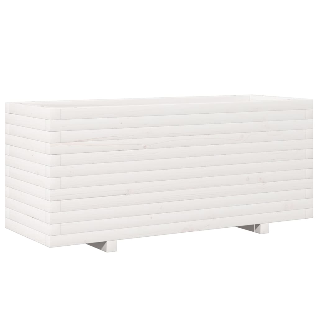 Zahradní Truhlík Bílý 110 X 40 X 49,5 Cm Masivní Borové Dřevo