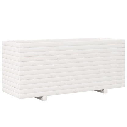 Zahradní Truhlík Bílý 110 X 40 X 49,5 Cm Masivní Borové Dřevo