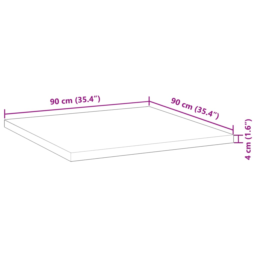 Stolní Deska Čtvercová 90 X 90 X 4 Cm Masivní Akáciové Dřevo