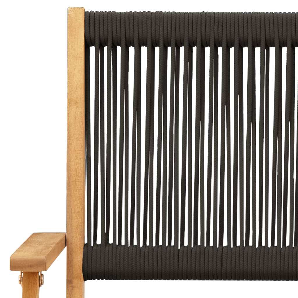 5Dílný Zahradní Jídelní Set Černý Polypropylen A Masivní Dřevo