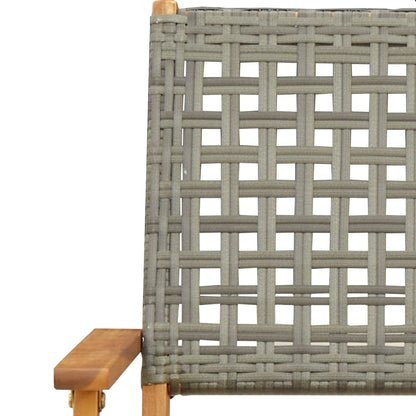 7Dílný Zahradní Jídelní Set Šedý Polyratan A Masivní Dřevo