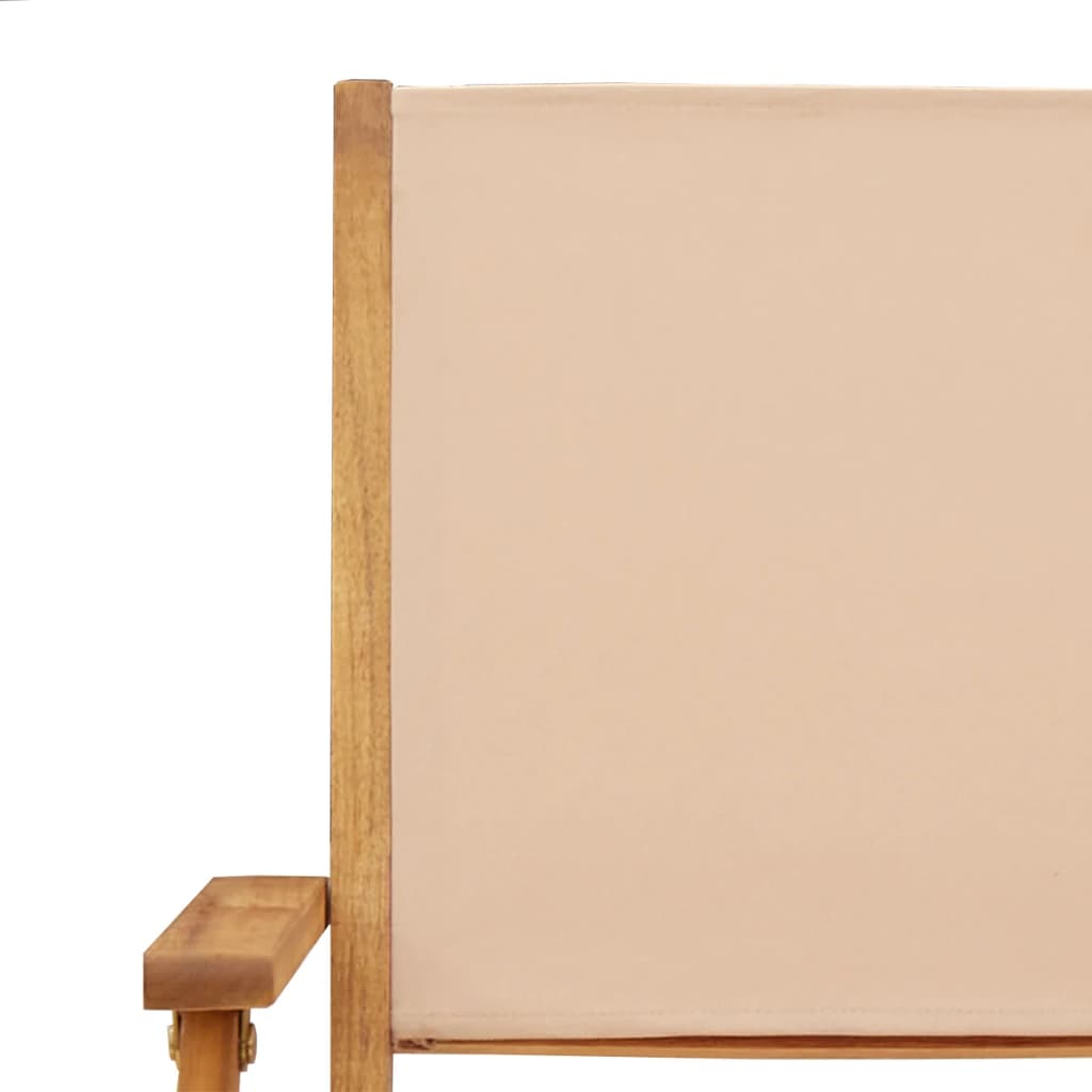 7Dílný Zahradní Jídelní Set Béžový Textil A Masivní Dřevo